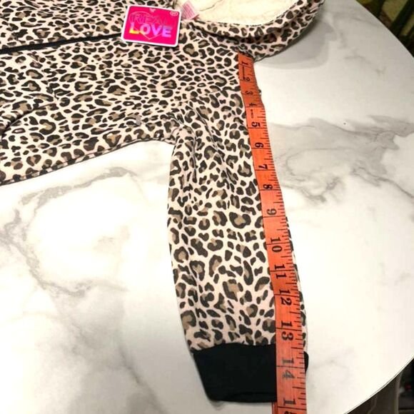 Girls Leopard Sherpa Hooded Jacket with Ears Zip Up – Size 3T real love - Picture 6 of 11